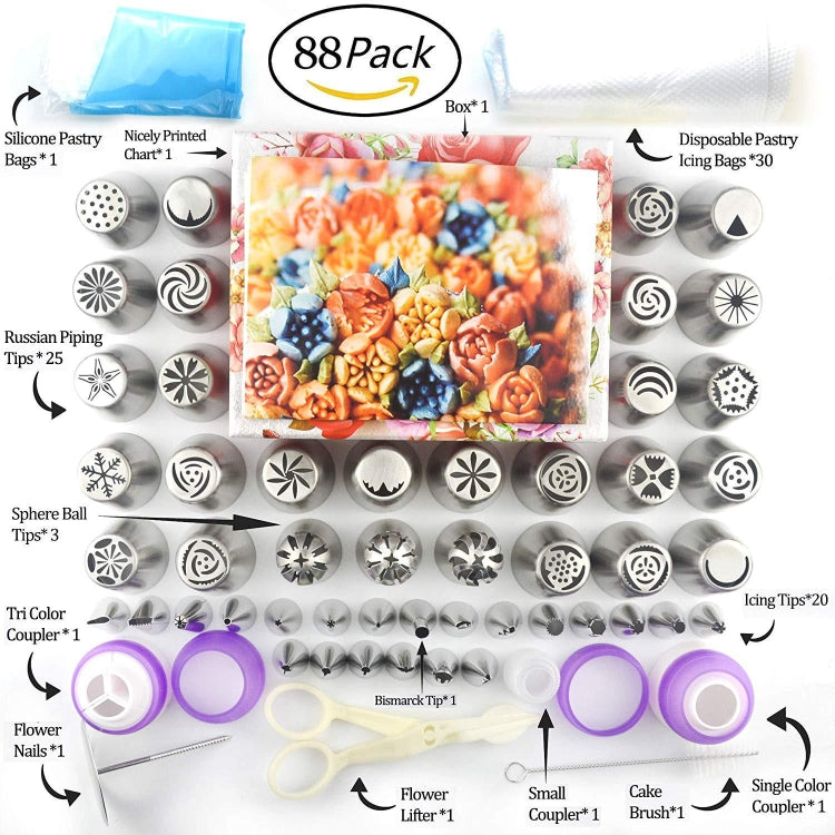 88 PCS Cake Decorating Kit Baking Supplies Piping Bags and Tips Set