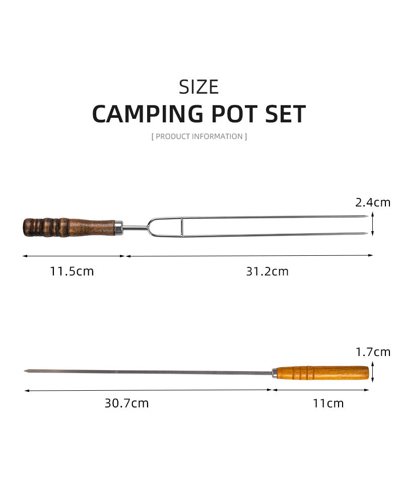 10 PCS Outdoor Picnic Barbecue Skewers BBQ Needle Fork with Carry Bag