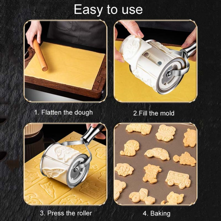 Multifunctional Roller Cookie Mold Stainless Steel Magnetic Replaceable DIY Animal Car Baking Tool
