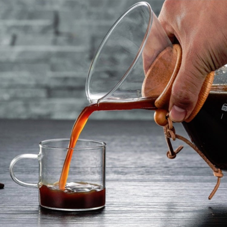 clear glass pour over coffee brewer with stainless steel filter for French press style