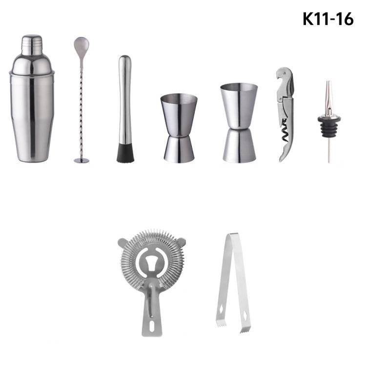 stainless steel cocktail shaker kit with wooden base