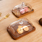 Acacia Wood Butter Dish with Glass Lid Kitchen Dessert Keeper Tray