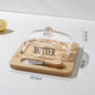 Bamboo Butter Dish with Glass Lid Cheese Knife Large Butter Keeper Tray for Countertop