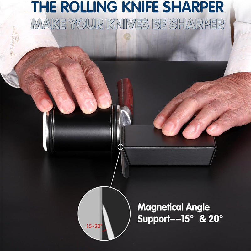 Rolling Knife Sharpener with Diamonds Made Easy 15 & 20 Degree Magnetic Angle