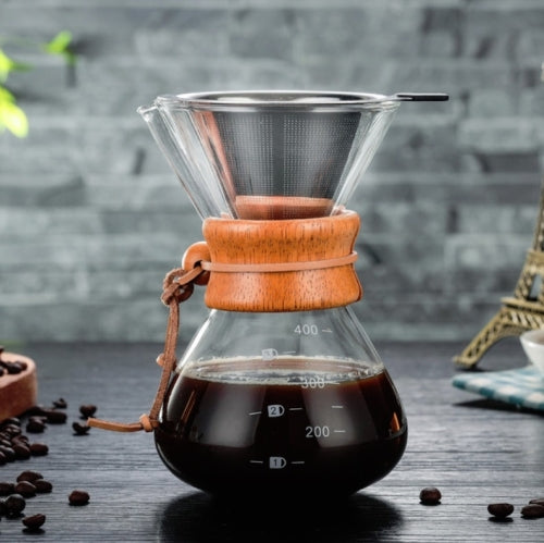 glass pour over coffee maker with stainless steel filter