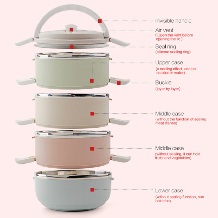 4-tier stainless steel bento box with handle