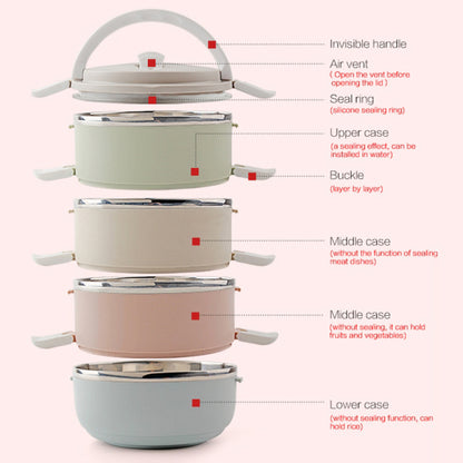 4-tier stainless steel bento box with handle