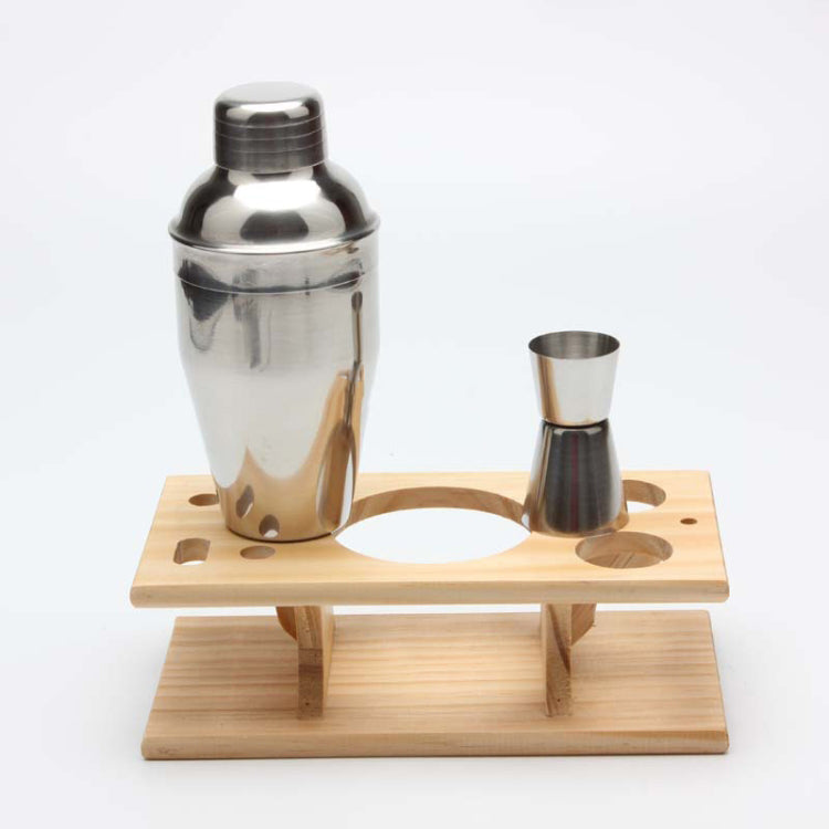 stainless steel bar tools set with wooden holder for easy storage